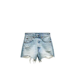 NWT, Zara High Waist Ripped TRG Denim Shorts, Size 6